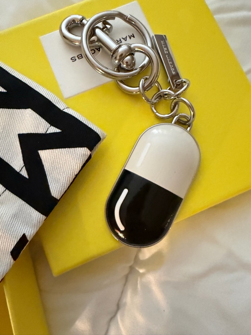 Marc Jacobs Black and White Capsule Keychain Charger with Polished Hardware